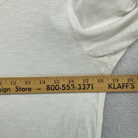 EILEEN FISHER Top XS Slub Organic Cotton Jersey V-Neck Elbow Sleeve White - Picture 8 of 10